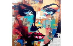 Glasbild - Colorful Woman Protrait III