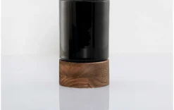 Glasvase/Windlicht mit Holzuntersetzer